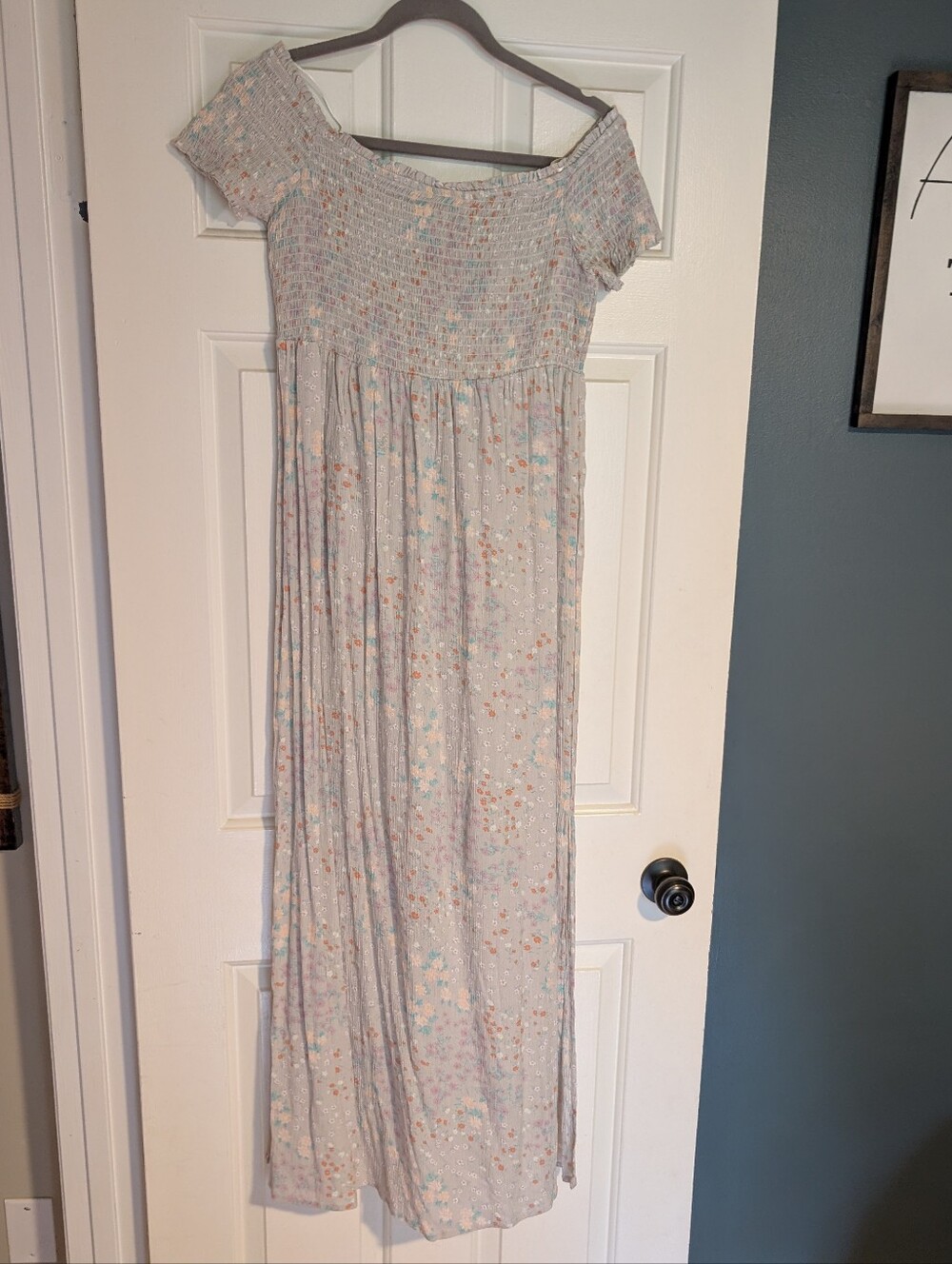 Light Floral Smocked Off-Shoulder Maxi Dress - Pastel Multicolor